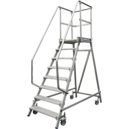 Krause Aluminium Podestleiter Fahrbar Arbeitshöhe (Max.): 3.20 M Silber 36.8 Kg