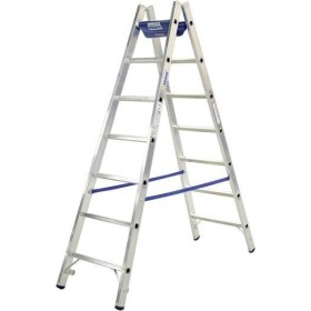 Krause Aluminium Stufen-Doppelleiter İnkl. Werkzeugablage Arbeitshöhe (Max.): 3.55 M Silber, Blau 8.5 Kg