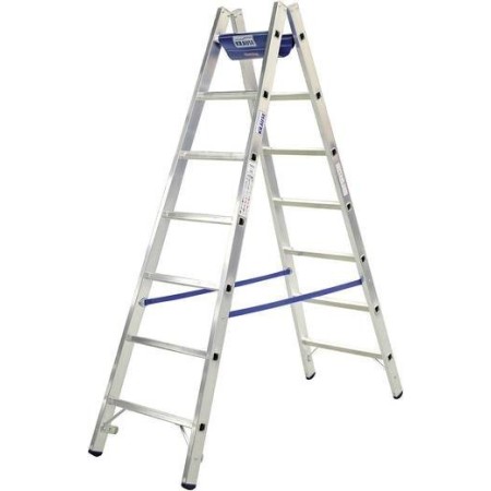 Krause Aluminium Stufen-Doppelleiter İnkl. Werkzeugablage Arbeitshöhe (Max.): 3.55 M Silber, Blau 8.5 Kg