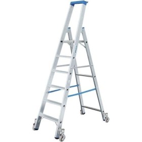 Krause Aluminium Stufen-Stehleiter Fahrbar Arbeitshöhe (Max.): 3.90 M Silber 12.5 Kg