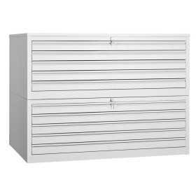 Planschrank Grau/Grau 10 Schubladen
