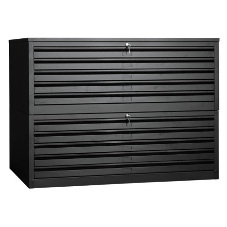 Planschrank Schwarz/Schwarz 10 Schubladen