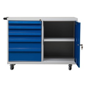 Werkstattwagen Lichtgrau, Enzianblau 5 Schubladen
