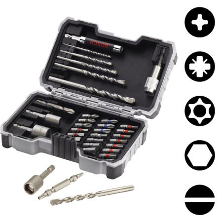 Bosch 35-teilige Sets mit Betonbohrern und Schrauberbits, Extra Hard