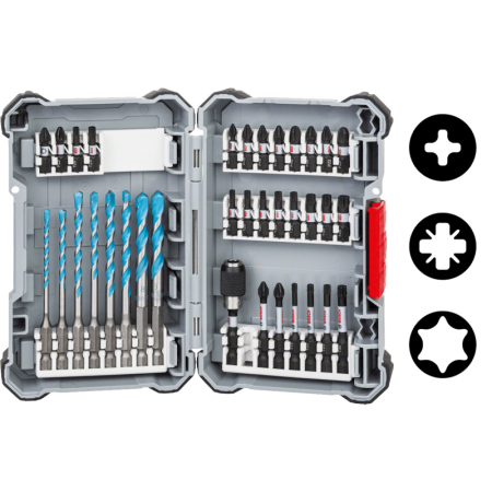 Bosch Pick and Clic MultiConstruction Drill and Impact Control Schrauberbit-Set, 35-teilig